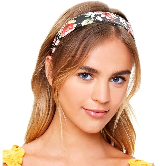 Studded Floral Print Headband - Picture 2 of 2